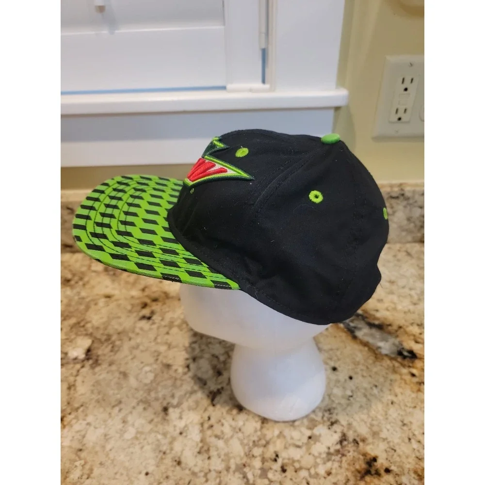 Mountain Dew Embroidered Green PepsiCo Checkered Trucker Snapback Hat Cap
